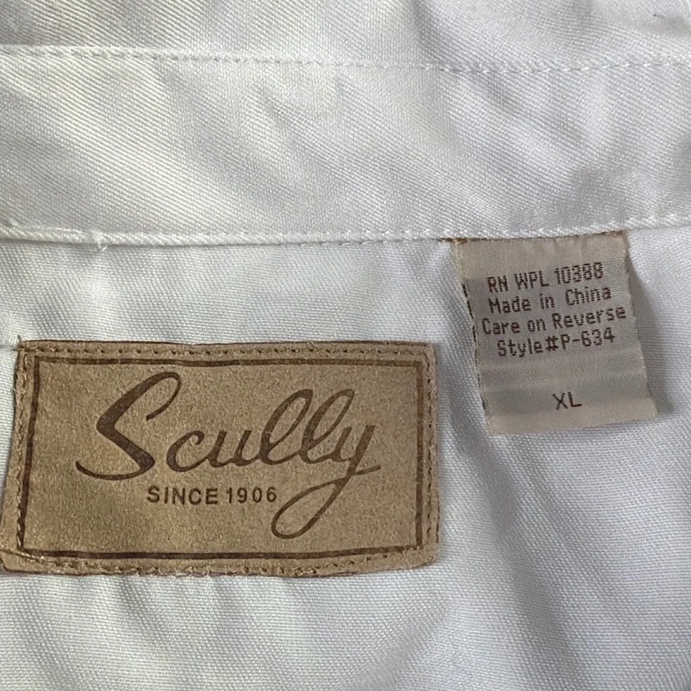 Scully Gunfighter Floral Embroidered White Western Pearl Snap Shirt Mens XL